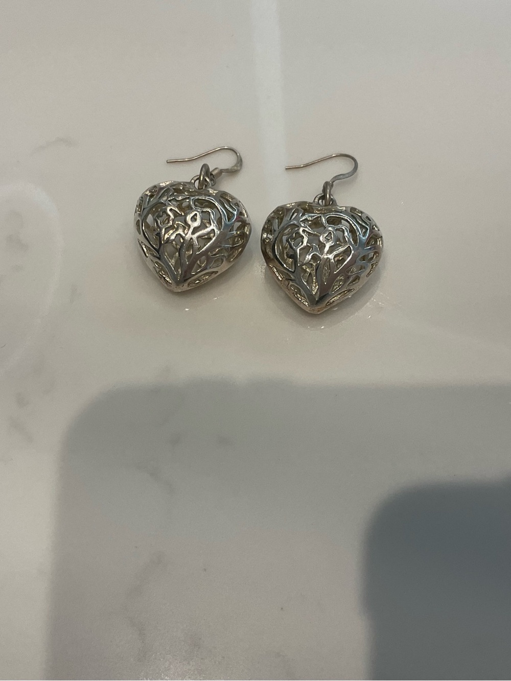 Brighton Silver Filigree Heart Drop Earrings